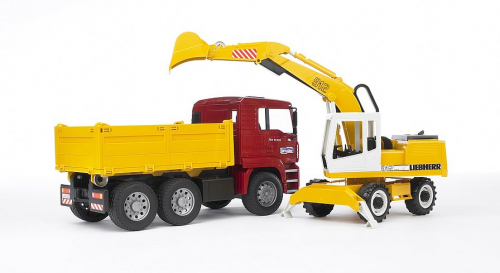 MAN TGA Kipplastwagen mit Liebherr Schaufelbagger